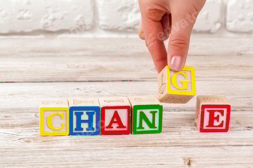 Preview: Wooden toy Blocks with the text: change