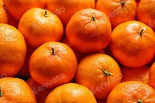 Preview: Delicious fresh ripe tangerines as background, closeup