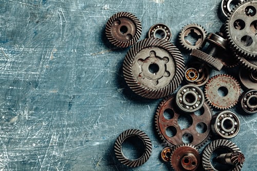 Preview: Top view of old rusty car parts