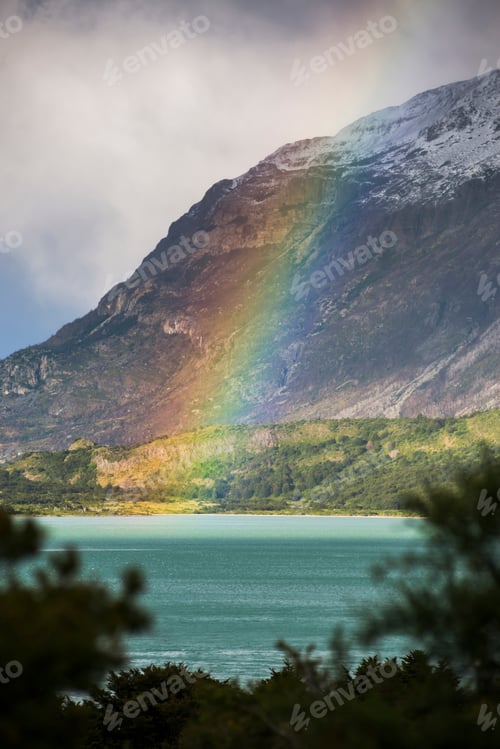 Preview: Rainbow at Nordenskjold Lake, Torres del Paine National Park, Patagonia, Chile, South America