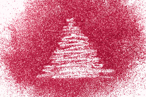 Preview: finger drawn christmas tree on shiny red confetti background