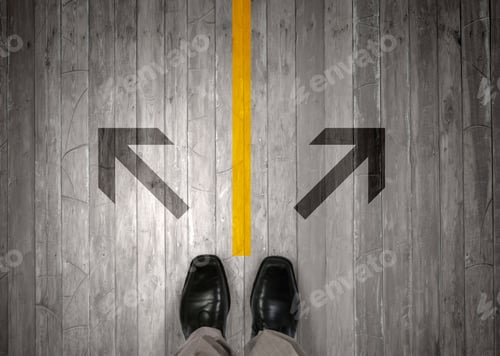 Preview: Top View Of Businessman Legs Choosing His Way