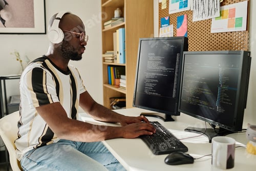 Preview: Programmer developing computer codes on computer
