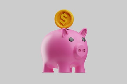 Preview: Pink piggy bank with gold coin