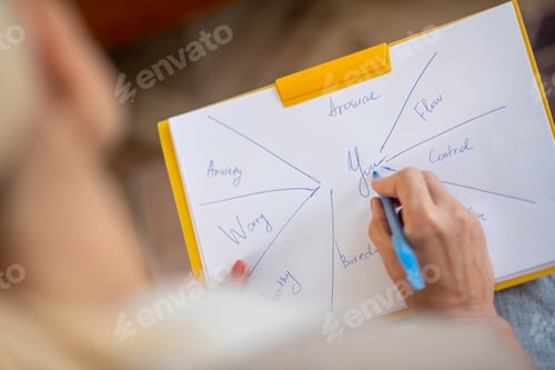 Preview: Psychologist analyzing mental state of client while making notes