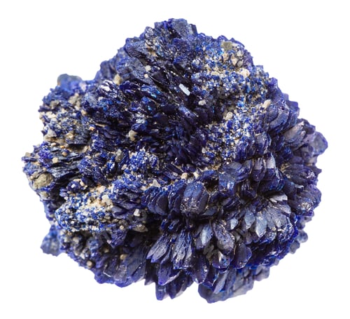 Preview: druse of raw azurite crystals isolated on white