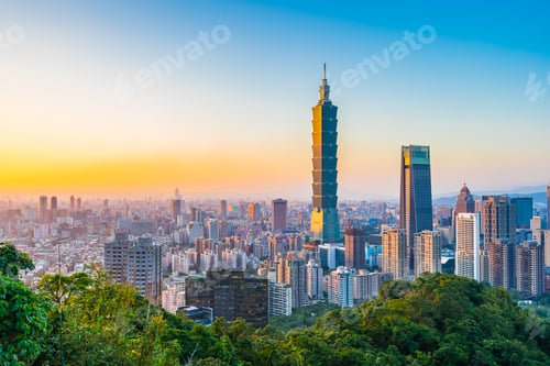 Preview: Beautiful landscape and cityscape of taipei 101 building and arc