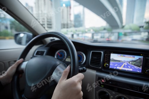 Preview: Driving car in modern city