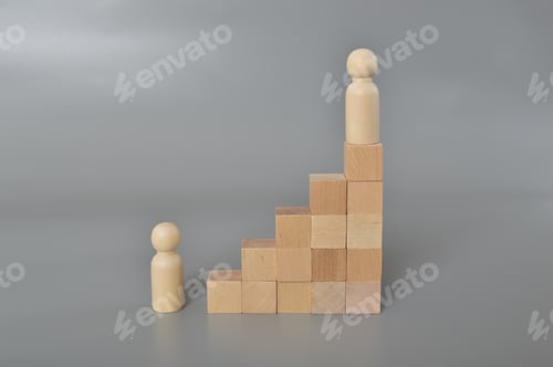 Preview: Successful business team leader standing on the top.Career competition of businessman