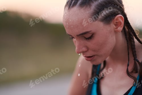 Preview: Close-Up Portrait of Determined Athlete Resting After Intense Workout
