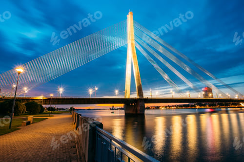 Preview: Vansu Bridge In Riga, Latvia. Shroud Bridge. Cable-Stayed Bridg