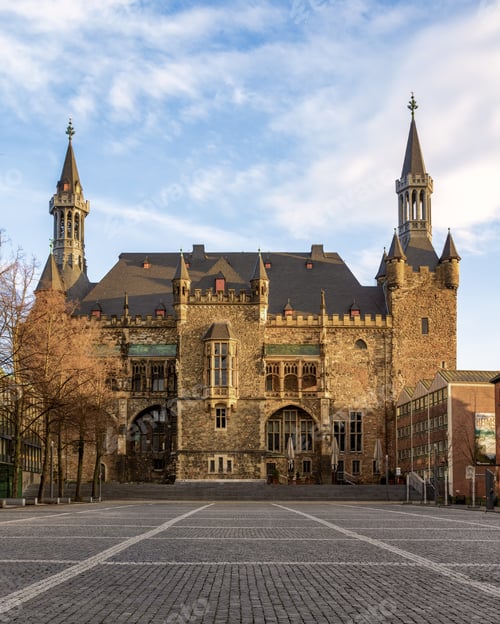 Preview: Stunning medieval Aachen Town Hall in NRW, Germany.