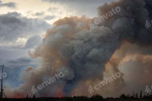 Preview: The treetops glow from a massive wildfire burning in Jasper National Park in Alberta, Canada.