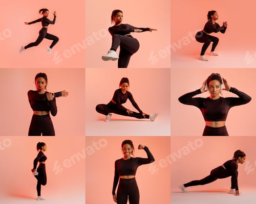 Preview: Dynamic workout routine featuring a fitness enthusiast on a pastel background