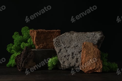 Preview: Moss, different backgrounds for nature concept, moss and wood, moss and stones