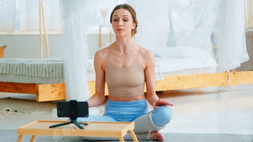 Preview: Woman Practicing Yoga in Bright Room