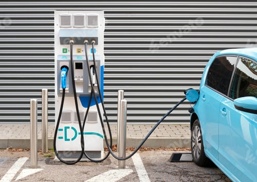Preview: Electric car on charging station dock point