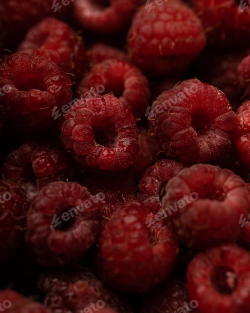 Preview: Red raspberry close up shot