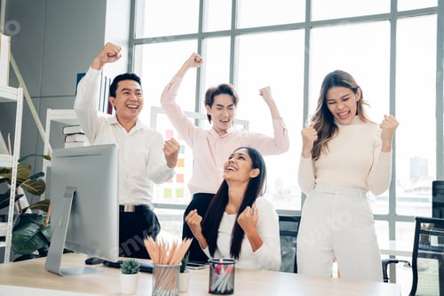 Preview: Group of professional business people are working in conference room in the creative office.