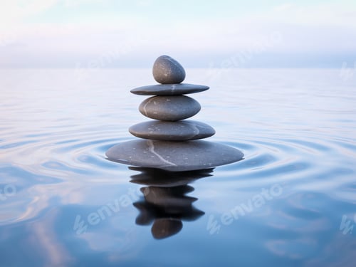 Preview: Balanced Zen stones in water