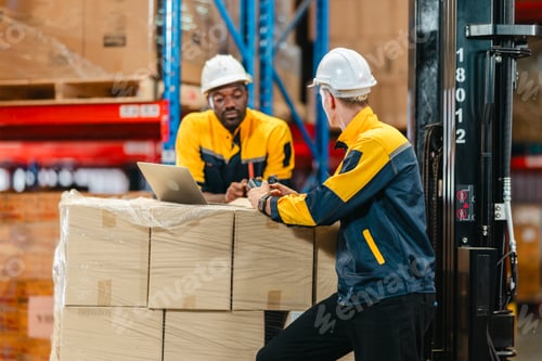 Preview: Logistics Workers Handling Packages in a Sustainable Warehouse with Low Carbon Workflow