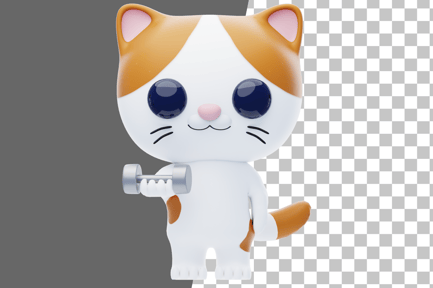 Preview: Cat Character Lifting Dumbbell 3D Illustration