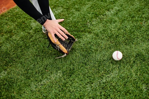 Preview: Athlete demonstrates skill while playing baseball on a sunny green field