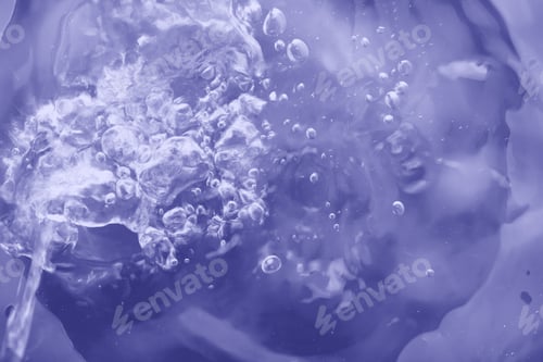 Preview: Bubbles in Transparent Liquid, Abstract Background in Very Peri Violet Color