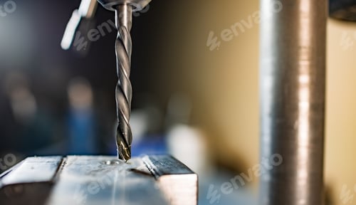 Preview: Drill close-up at the workplace in workshop