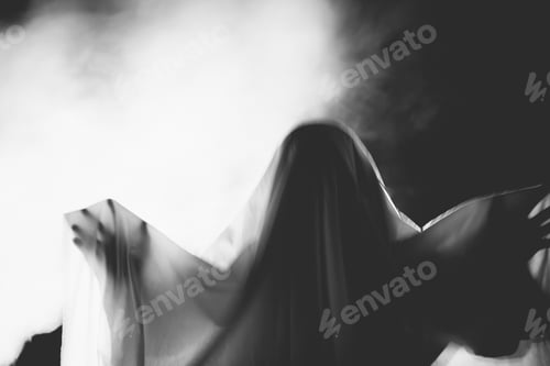 Preview: Scary ghost in dark, spooky halloween night