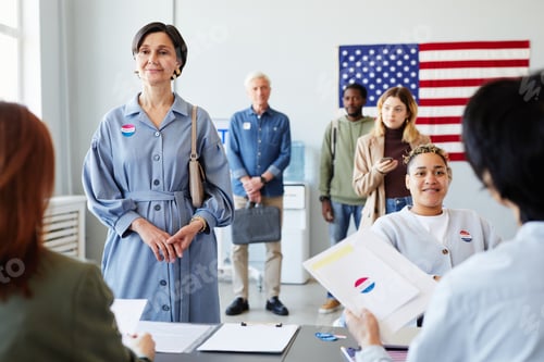 Preview: People in Line at Voting Office