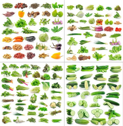 Preview: Vegetables collection isolated on white background