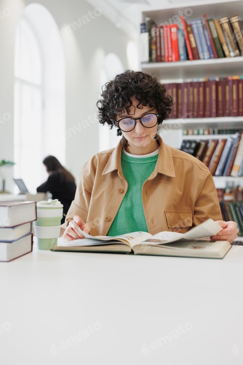 Preview: work or resting while reading books. a student performs a project or course creative work