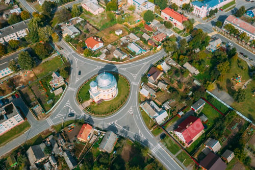 Preview: Chachersk, Gomel Region, Belarus. Aerial View Of Skyline Cityscape. Old Transfiguration Church.