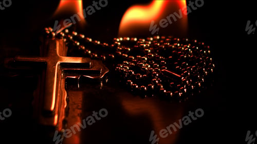 Preview: Christian Religion Symbol Cross on Fire