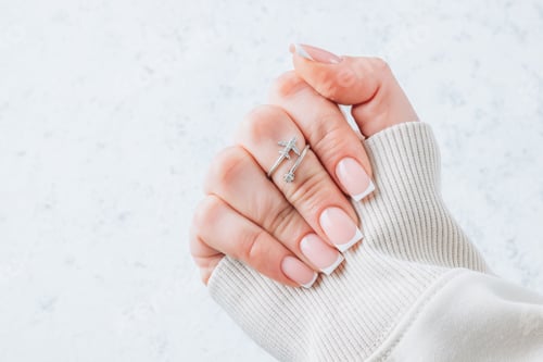 Preview: Airplane Ring and Manicured Nails on Marble Background