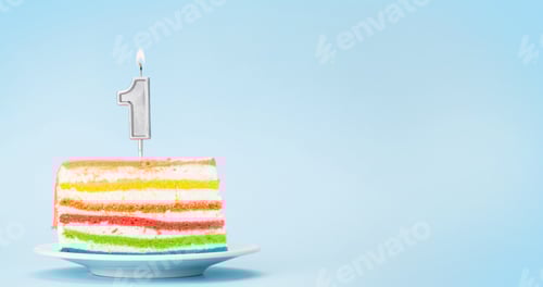 Visualização: Bolo de aniversário com vela número um