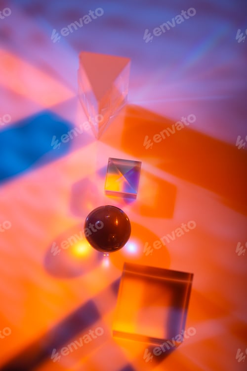 Preview: Glass crystal prism. Multicolor light effect