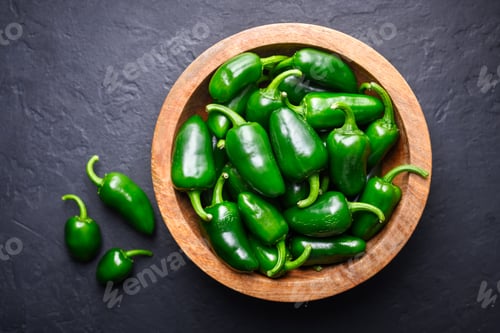 Preview: Ripened and juicy green mexican jalapeno hot peppers