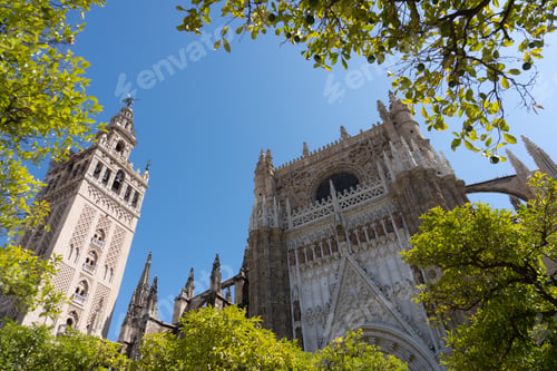 Preview: Low angle photo of an architectural landmark taken from among the trees