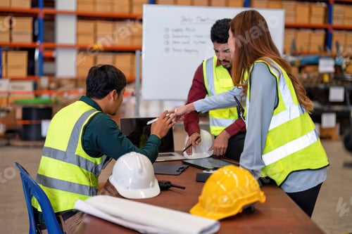 Preview: Group of worker in the warehouse factory