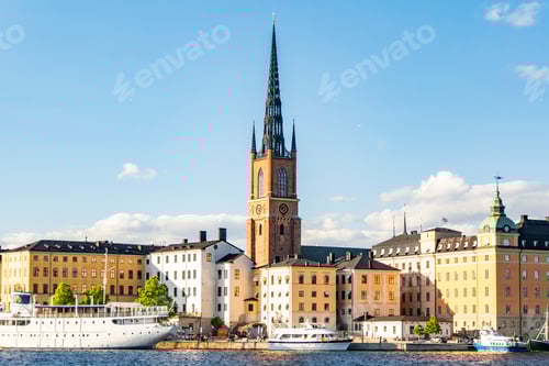 Preview: Riddarholmen Church and Stockholm waterfront cityscape