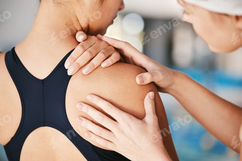 Preview: Woman Receiving Shoulder Massage by Swimming Pool
