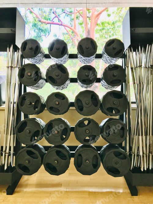 Preview: Lots of dumbbells for weight lifting and working out