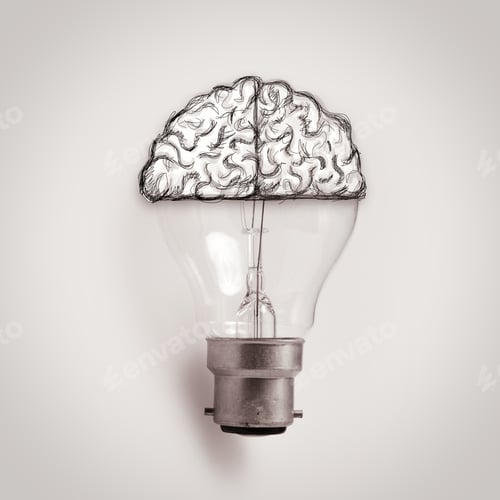 Preview: Light Bulb With Hand Drawn Brain As Creative Idea Concept