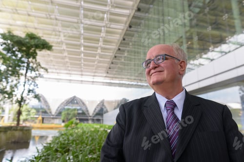 Preview: Overweight senior businessman lounging around the airport of Ban
