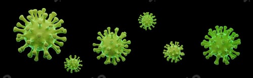 Preview: Green Virus Cells on Black Background Illustration