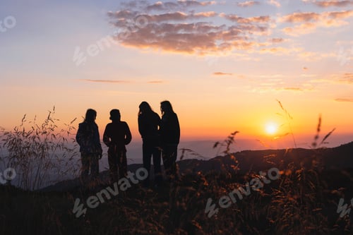 Preview: girls tourists in the mountains