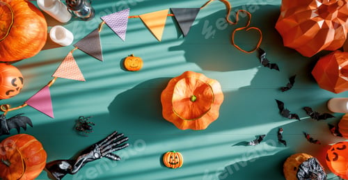 Preview: halloween pumpkins on the table
