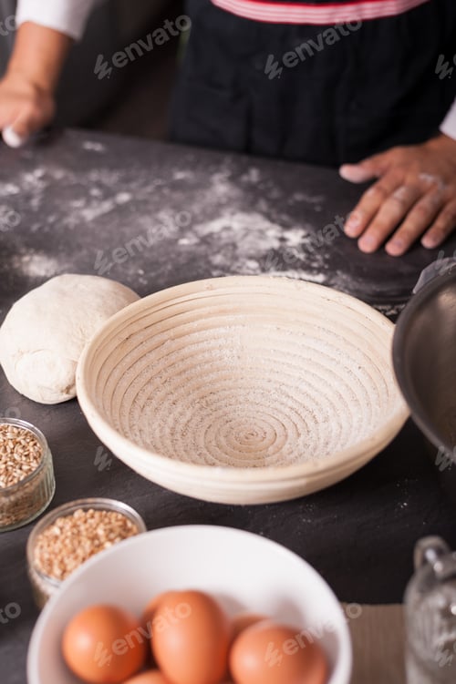 Preview: Kneading sourdough for loaf of bread.